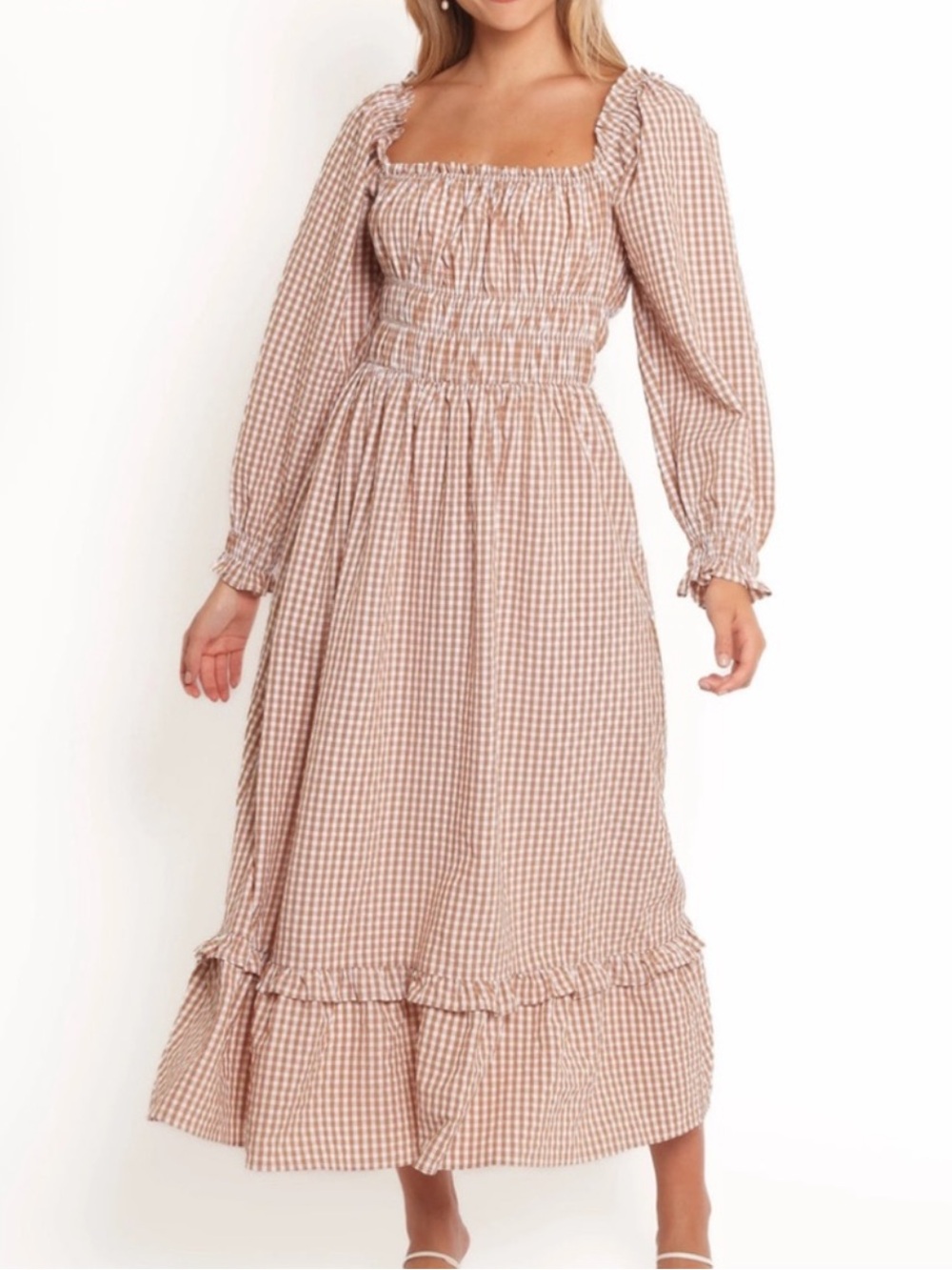 Petal & Pup Brown Gingham Maxi Dress